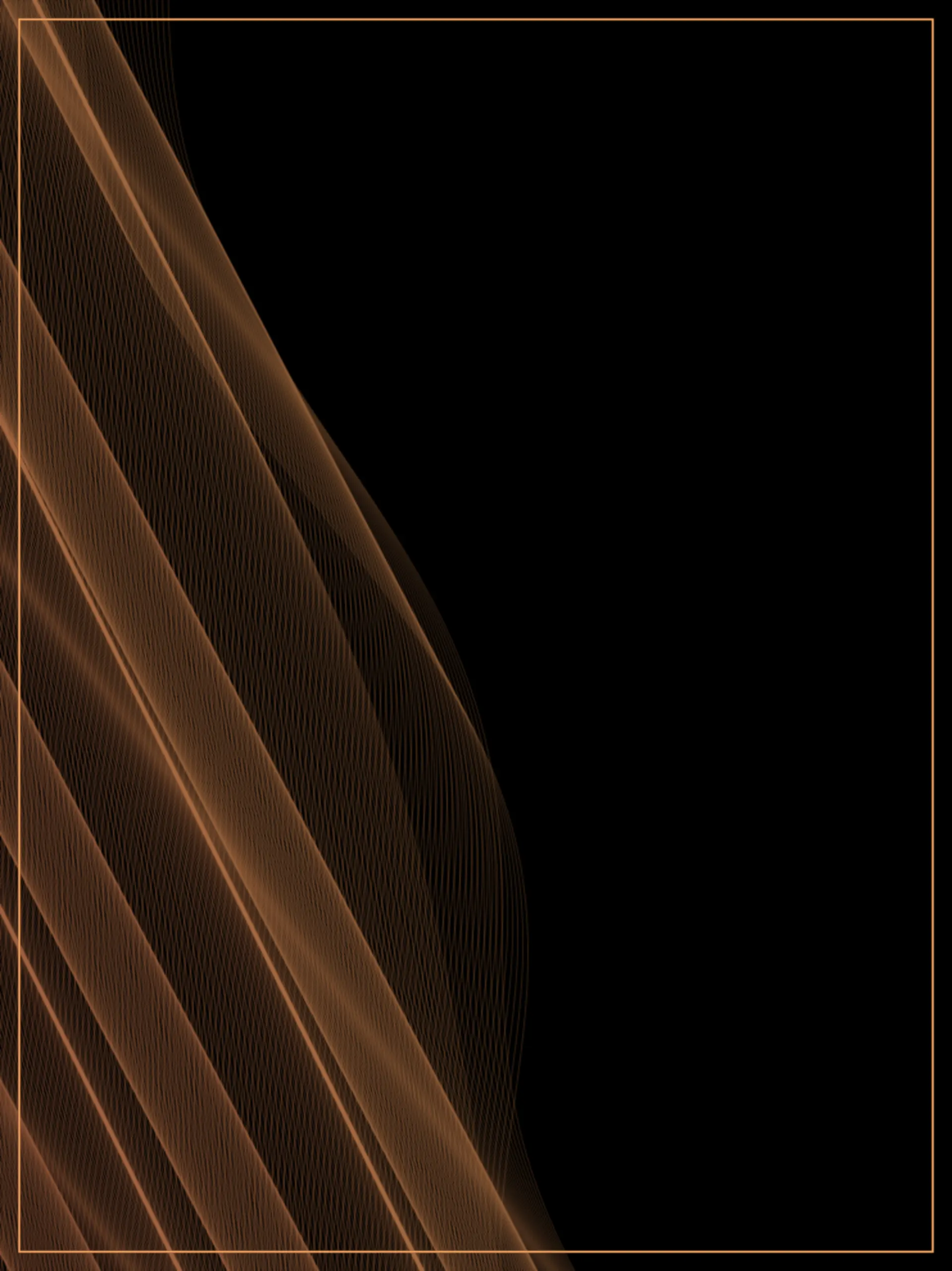 A Radio Wave rendered as diagonal woven sine-bands in a single muted burnt-orange tone, dim and subdued against black.