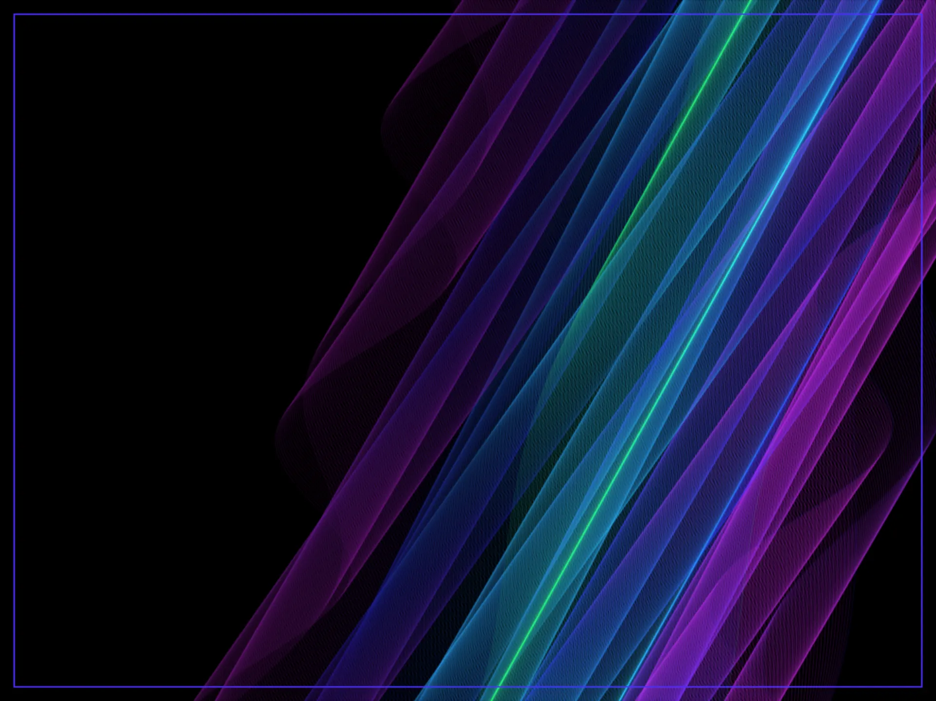 Diagonal woven sine-bands in deep purple, blue, and green, framed by a thin blue border — the thumbnail for the Radio Waves Collection 3D gallery.