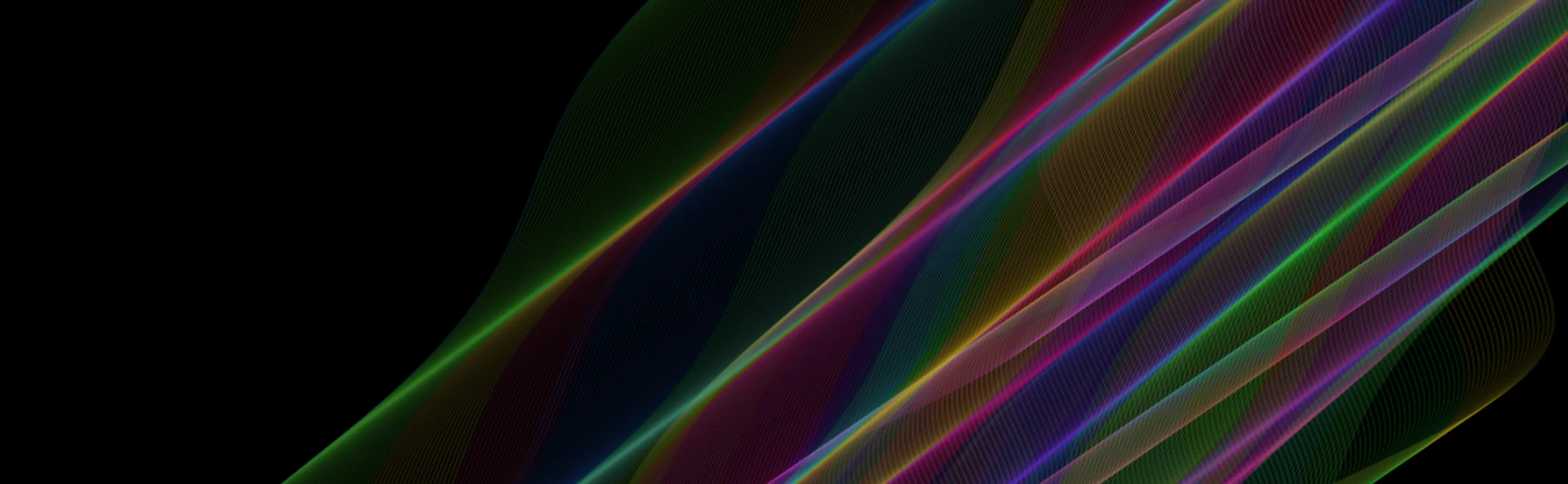 The words "Light Waves" in a bold white wordmark over a colorful oscilloscope-style waveform in teal, purple, magenta, and gold, stretched across a wide panoramic band on black.