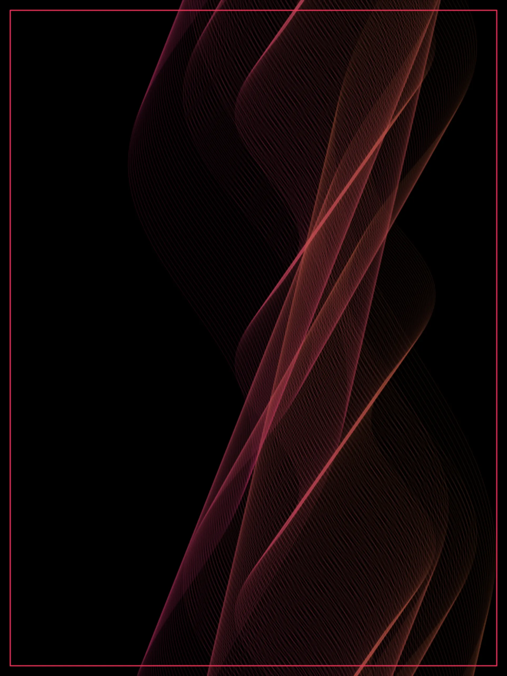 A Radio Wave rendered as diagonal woven sine-bands in a single muted dark maroon-red tone, quiet and low-contrast against black.