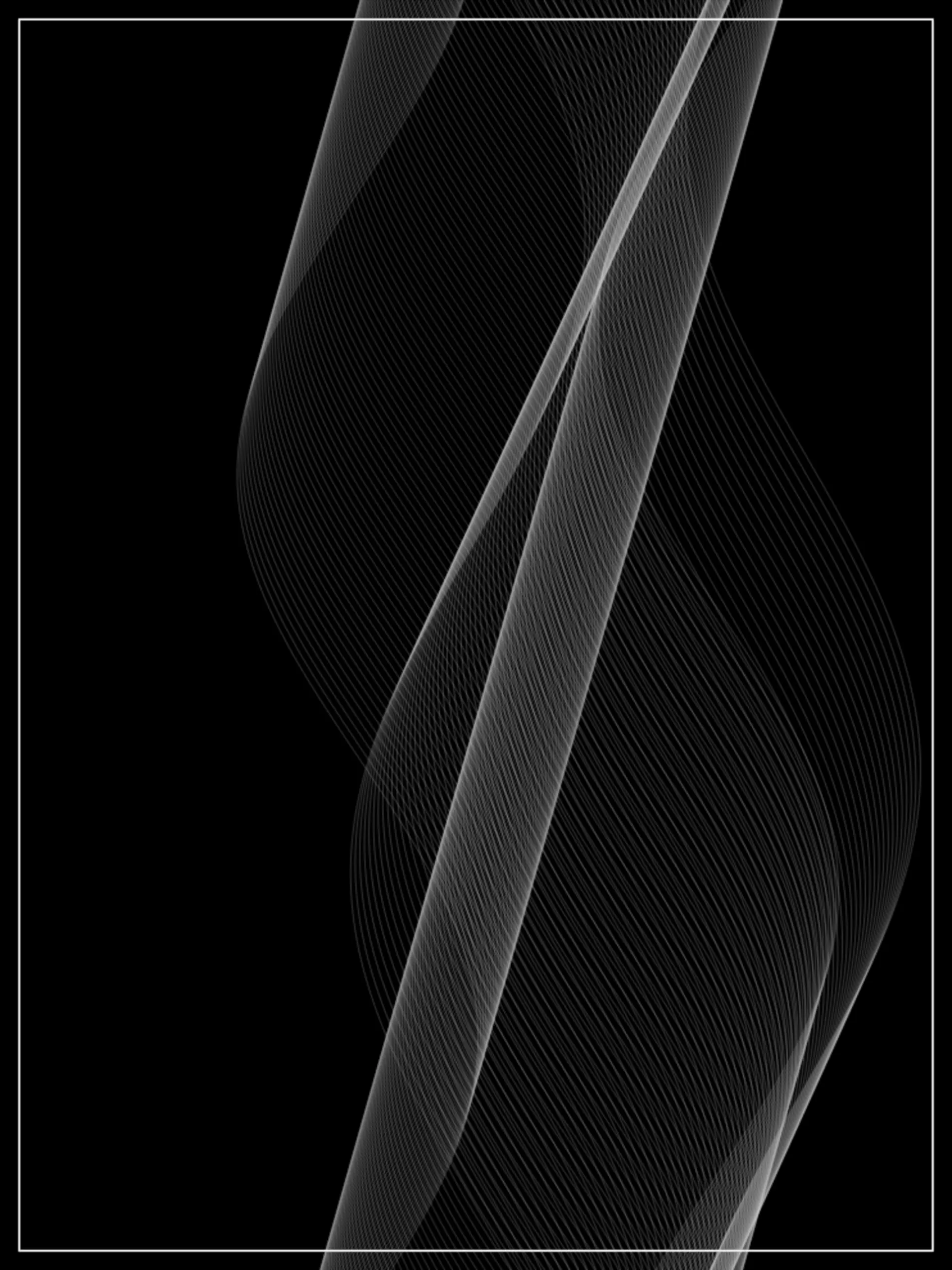 A Radio Wave rendered as diagonal woven sine-bands in soft gray lines on a black backdrop.
