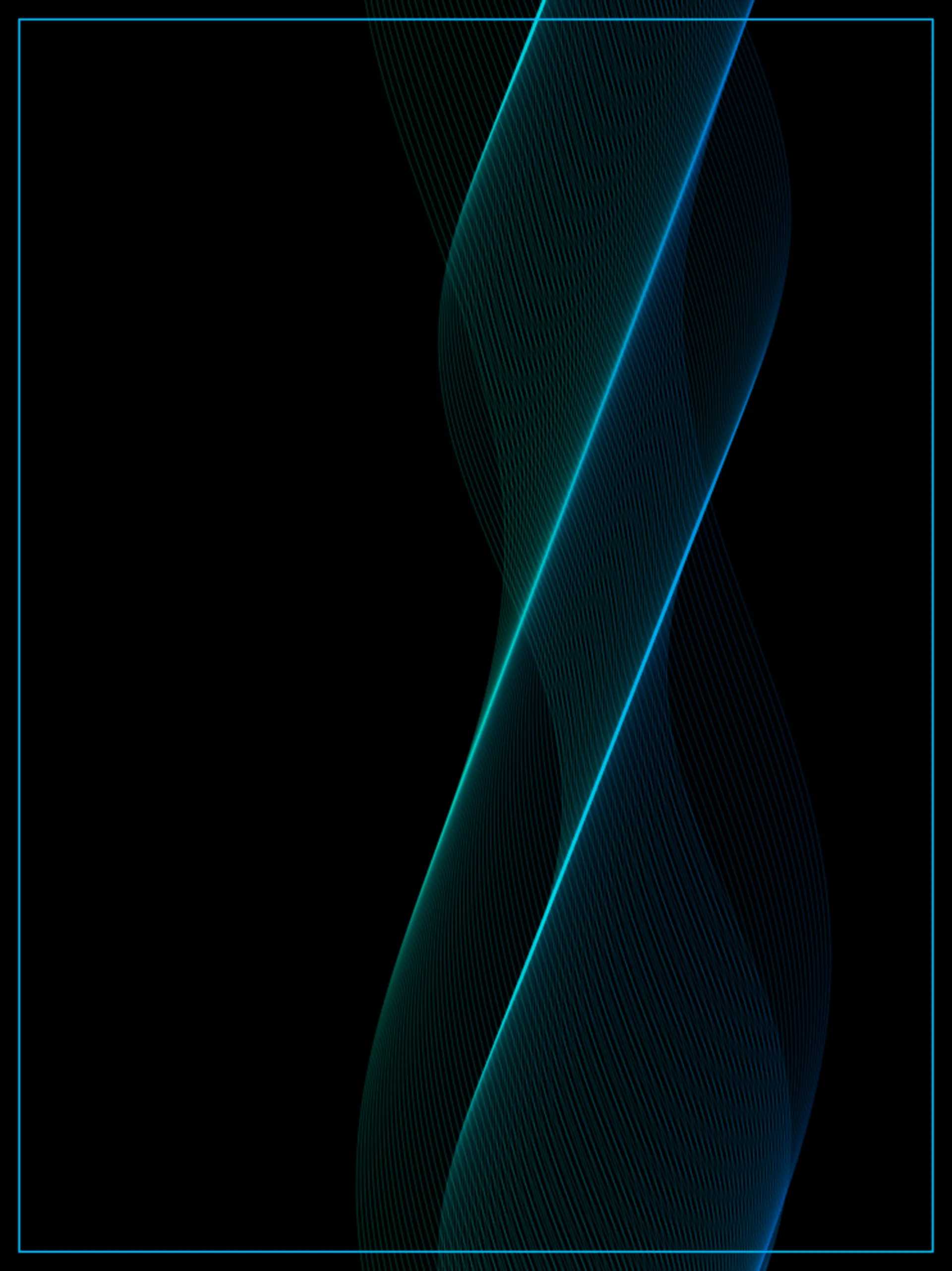 A Radio Wave rendered as a soft gradiated sine-band shifting from teal to blue, shimmering with subtle depth against black.